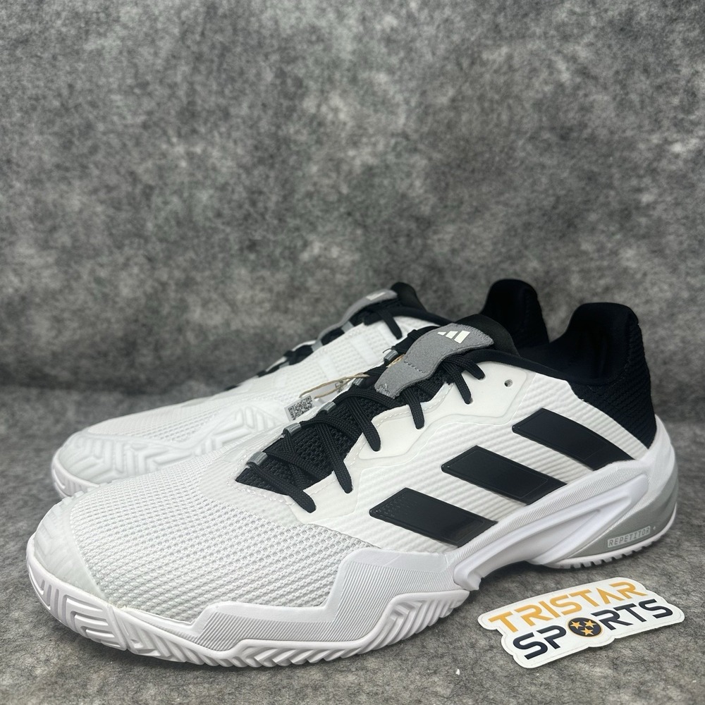Adidas Barricade 13 Tennis Shoes Mens Size 13 White Black IF0465 Pickleball